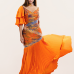 Orange Long Dress - Roman Style